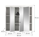 Badezimmer Spiegelschrank Shawn in wei� Hochglanz Badschrank 3-t�rig 80 x 79 cm