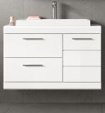 Waschtisch Set Shawn in wei� Hochglanz Waschbeckenunterschrank MIT Waschbecken 80 cm