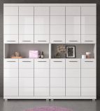 Badezimmer Hochschrank Set Shawn in wei� Hochglanz 2x Mehrzweckschrank 180 x 191 cm