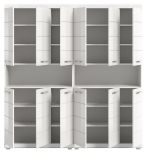 Badezimmer Hochschrank Set Shawn in wei� Hochglanz 2x Mehrzweckschrank 180 x 191 cm