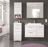 Badm�bel Set 5-teilig Shawn in wei� Hochglanz Badkombination mit Waschbecken 132 x 191 cm