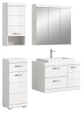 Badm�bel Set 5-teilig Shawn in wei� Hochglanz Badkombination mit Waschbecken 132 x 191 cm