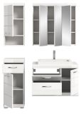Badm�bel Set 5-teilig Shawn in wei� Hochglanz Badkombination mit Waschbecken 132 x 191 cm