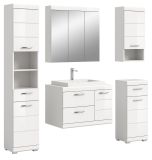 Badm�bel Set 6-teilig Shawn in wei� Hochglanz Badkombination mit Waschbecken 184 x 191 cm