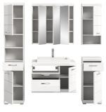 Badm�bel Set 6-teilig Shawn in wei� Hochglanz Badkombination mit Waschbecken 184 x 191 cm