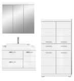 Badm�bel Set 4-teilig Shawn in wei� Hochglanz Badkombination mit Waschbecken 169 x 191 cm