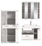 Badm�bel Set 4-teilig Shawn in wei� Hochglanz Badkombination mit Waschbecken 169 x 191 cm