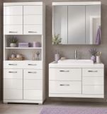 Badm�bel Set 4-teilig Shawn in wei� Hochglanz Badkombination mit Waschbecken 169 x 191 cm