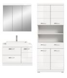 Badm�bel Set 4-teilig Shawn in wei� Hochglanz Badkombination mit Waschbecken 169 x 191 cm