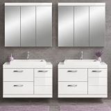 Badm�bel Set 6-teilig Shawn in wei� Hochglanz Badkombination mit Waschbecken 175 x 191 cm