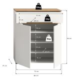 Flurkommode Cooper in wei� und Artisan Eiche Schuhschrank 80 x 94 cm, Soft-Close