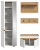Garderobe Set 4-teilig Cooper in wei� und Artisan Eiche 160 cm, Soft-Close