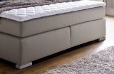 Boxspringbett Isabelle 160 x 200 cm Leder Optik muddy 7 Zonen Tonnentaschenfederkern Matratze