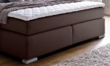 Boxspringbett Isabelle 160 x 200 cm Leder Optik braun 7 Zonen Multi Tonnentaschenfederkern Matratze