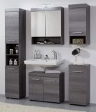 Badezimmer Waschbeckenunterschrank Pebble in Sardegna grau Rauchsilber Badschrank 2-t�rig 58 x 57 cm