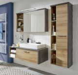 Badezimmer: H�ngeschrank Bay Eiche Riviera, Beton grau (48 x 160 cm)