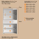 Badezimmer Midischrank Adamo in wei� Hochglanz Badschrank 73 x 132 cm