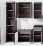 Badezimmer Badm�bel Set Adamo in grau Hochglanz Badkombination 5-teilig 163 x 190 cm