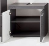 Badezimmer Waschbeckenunterschrank Adamo in grau Hochglanz Badschrank 60 x 56 cm