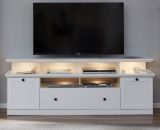 TV-Lowboard Milla in wei� im Landhausstil inklusive Podest 177 x 65 cm Komforth�he