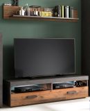 TV-Lowboard Foundry in Used Wood Altholz Dekor mit Grau, Set inklusive Wandregal 140 cm