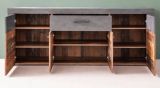 Sideboard Foundry in Used Wood Altholz Dekor mit Grau, Kommode 4-t�rig 178 x 77 cm