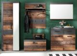 Garderoben Set Foundry 5-teilig in Old Used Wood Vintage mit Garderobenschrank 265 x 192 cm