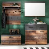 Garderobe Foundry in Old Used Wood mit grau 4-teilig (185 x 192 cm)