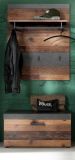 Garderobe Foundry in Old Used Wood mit grau 2-teilig (80 x 192 cm)