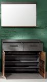 Garderobe Foundry 2-teilig in Used Wood Shabby mit Matera grau 90 x 192 cm mit Schuhschrank und Spiegel