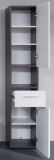 Badezimmer Hochschrank Matrix in wei� Hochglanz und grau Rauchsilber 30 x 182 cm