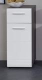 Badezimmer Unterschrank Matrix in wei� Hochglanz und Sardegna grau Rauchsilber 30 x 80 cm