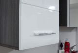 Badezimmer Unterschrank Matrix in wei� Hochglanz und Sardegna grau Rauchsilber 30 x 80 cm