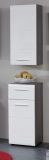 Badezimmer Unterschrank Matrix in wei� Hochglanz und Sardegna grau Rauchsilber 30 x 80 cm