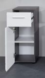 Badezimmer Unterschrank Matrix in wei� Hochglanz und Sardegna grau Rauchsilber 30 x 80 cm