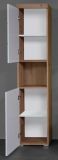 Badezimmer Hochschrank Adamo in wei� Hochglanz und Asteiche Badschrank 37 x 190 cm