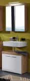 Badezimmer Waschbeckenunterschrank Adamo in wei� Hochglanz und Eiche Badschrank 60 x 56 cm