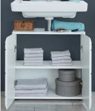 Badezimmer Waschbeckenunterschrank Clarito in wei� Hochglanz Badschrank 60 x 56 cm