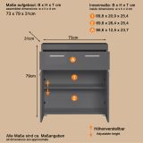 Badezimmer Kommode Adamo in grau Hochglanz Badschrank 73 x 79 cm
