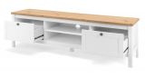 TV-Lowboard Vestland in wei� und Artisan Eiche Landhaus Fernsehtisch 160 x 45 cm TV-Unterteil