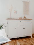 Sideboard Vestland in wei� und Artisan Eiche Landhaus Anrichte 120 x 90 cm Kommode