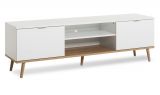 TV-Lowboard Lundby in matt wei� mit Sonoma Eiche massiv Fernsehtisch skandinavisch 160 x 51 cm TV-Unterteil