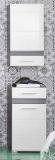 Badezimmer Unterschrank SetOne in wei� Hochglanz und Sardegna grau Rauchsilber 37 x 80 cm