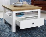 Couchtisch Solido in wei� mit Artisan Eiche im Landhausstil 70 x 70 cm