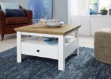 Couchtisch Solido in wei� mit Artisan Eiche im Landhausstil 70 x 70 cm