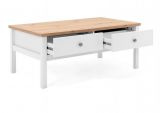 Couchtisch Vestland in wei� und Artisan Eiche Landhaus Wohnzimmertisch 110 x 55 cm Beistelltisch mit 2 x Schubkasten