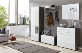 Garderobenschrank Matrix in wei� Hochglanz und Sardegna grau Rauchsilber Flurschrank 60 x 191 cm