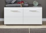 Garderobe Sitzbank Matrix in Hochglanz wei� und Sardegna grau Rauchsilber Garderobenbank und Schuhschrank 80 x 41 cm