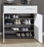 Schuhkommode Matrix in Hochglanz wei� und Sardegna grau Rauchsilber Schuhschrank 80 x 87 cm Flur Kommode