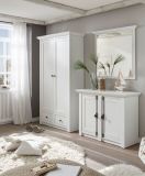 Garderobe Hooge in Pinie wei� Landhaus Garderobenkombination 3-tlg. mit Schuh- / Garderobenschrank und Kommode